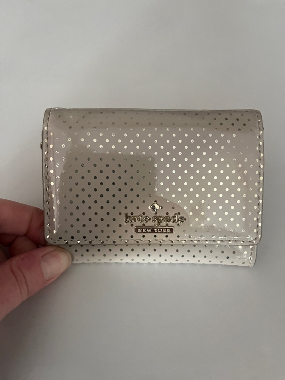 kate spade Metallic Champagne Polka Dot Key Pouch - Picture 2 of 5